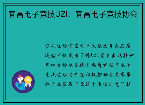 宜昌电子竞技UZI、宜昌电子竞技协会
